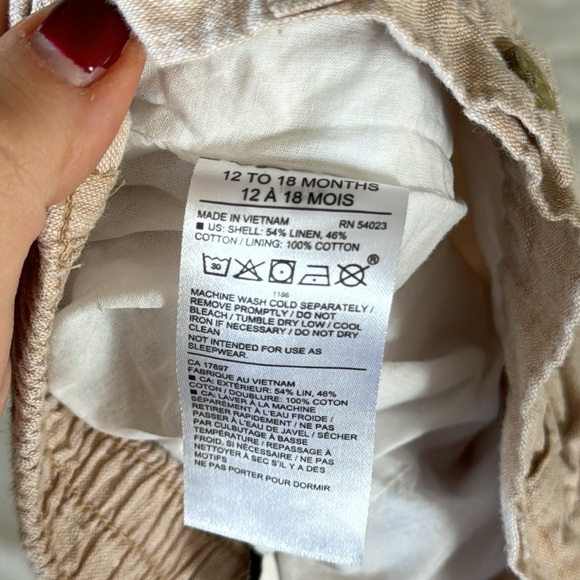 Janie and Jack Linen Blend Baby Dress Pants, Beige - Size 12-18 Months - Picture 5 of 5